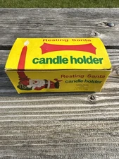 Vintage 1977 Plastic Resting Santa 5" Candle Holder, candle not included.