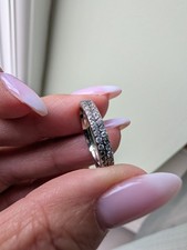 Diamond Ring Wedding Eternity Band  Two Row  set in 950 Hallmarked Palladium 