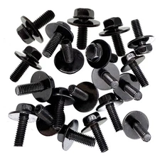 Car Body Bolts Fastener Fender M6-1.0x 16mm Long- 10mm Hex- 17mm Washer 20PCS