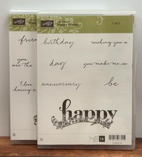 STAMPIN' UP 147227 HAPPY WISHES CLEAR MOUNT RUBBER STAMP SET VERY CLEAN