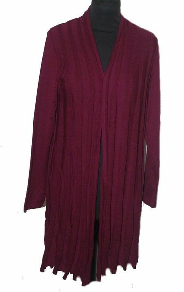 Damen Strickjacke Jacke Strick Pullover Longjacke Lila Capuccino 38 Neu-image