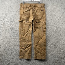 Dickies Carpenter Pants Mens 34x30 Brown Flex Duck Canvas Relaxed Fit Loose Work