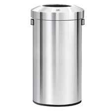 32-Gallon Round Stainless Steel Open Top Trash Can, Large Commercial Waste Bi...