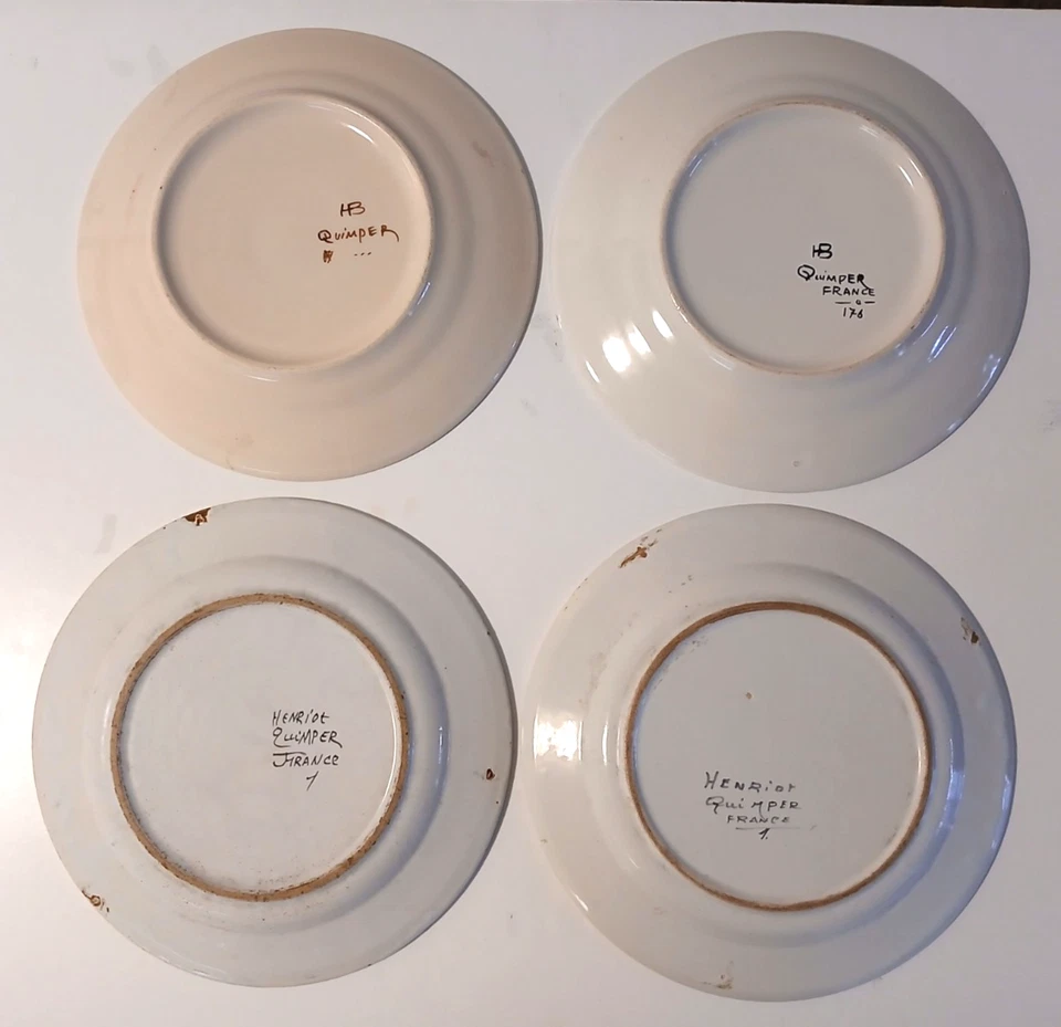 Vintage Henriot Quimper (Set of 4) Luncheon/Dinner Plates 9.5" Man/Woman France - Image 4 of 4