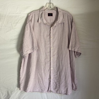 UNTUCKit Shirt Mens 3XL Gingham Linen Button Up Short Sleeve Wrinkle Resistant