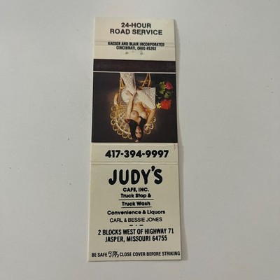 Judy's Cafe Inc Carl Jones Jasper MO Vintage Pinup Matchbook Cover TMB41-1