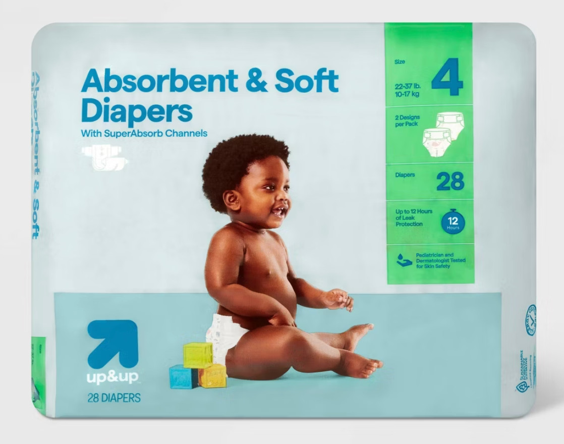 S With Up&up 28 Diapers For 22-37 Lb. 10-17 Kg (size 4)