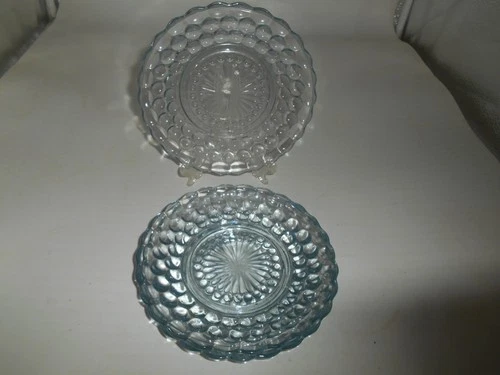 Pretty Set of 4 Vintage Anchor Hocking Blue Bubble 6.75" Bread & Butter Plates