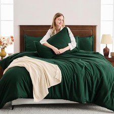 Dark Emerald Green Full Size Comforter Set, 3 Pieces Full 79"x90" Dark Green