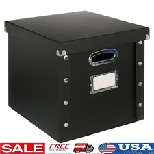 Vinyl Record Storage Box Collapsible Organization W/ 13 Record Guides Adults New