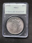 1900 P Morgan Dollar PCGS MS62 Rattler Holder