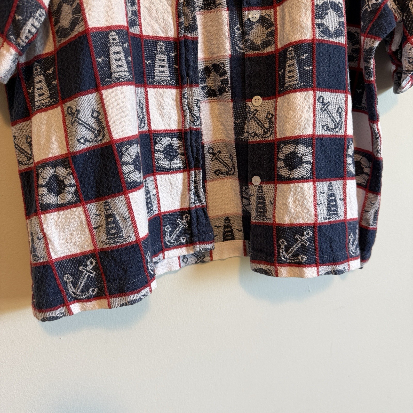 VTG Nautical Pattern Button Down SIZE M COTTON SH… - image 3