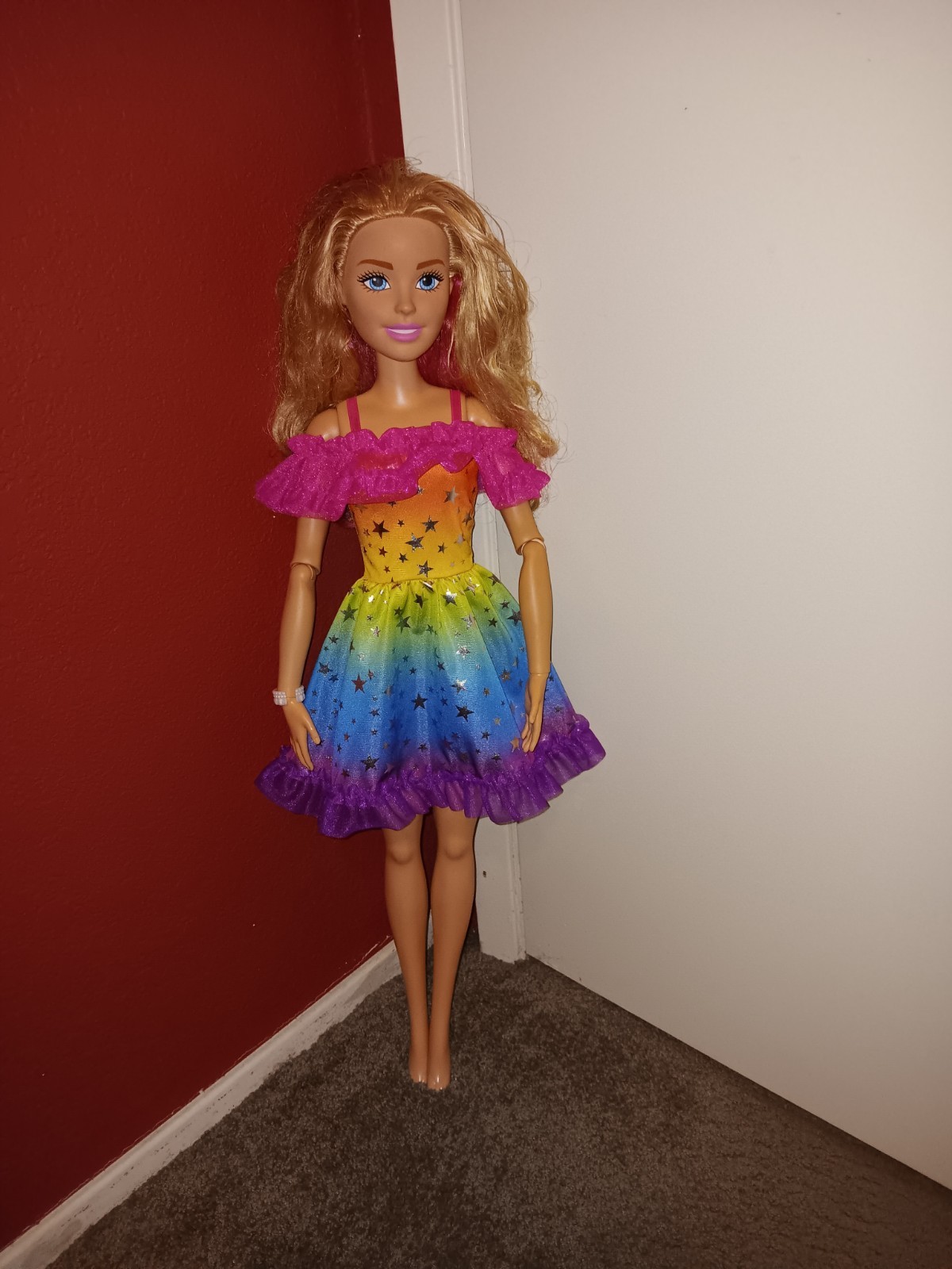 Giant Barbie Doll w/ Rainbow Dress Large 28" Tall 2022 Matte
