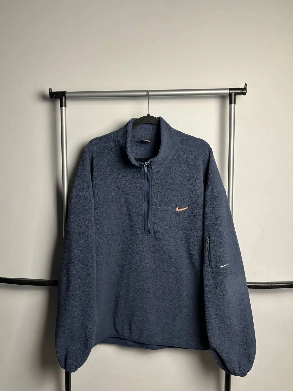 Rare Vintage Nike Fleece Quarter Zip Jacket Blue Men's XL Embroidered Logo