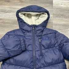 Under Armour Blue Boy Youth L Zip Up Quilted Sherpa Hood Insulated Puffer Jacket