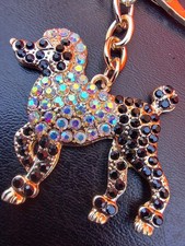 KeyChain Rhinestone Dog Gold Black Tone Fashion Jewelry Car Bag Gift