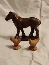 Vintage Set of 3 Aub-Rubr Auburn Indiana Rubber Toy Farm Animals Made In USA