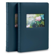Old Town 2-Pack Bonded Leather Photo Albums, Photo Album 5x7  4x6 Slots, Navy