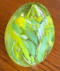 Vintage Art Glass Teardrop with Yellow & Green Swirls MCM Paperweight — photo 3