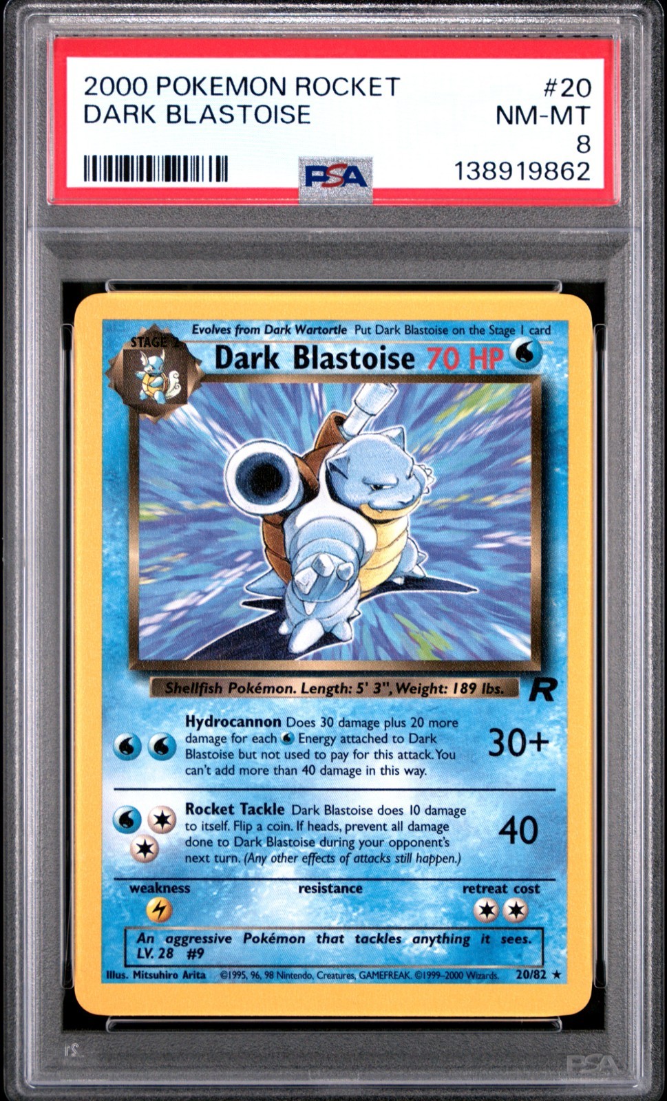 PSA 8 - Dark Blastoise 20/82 Team Rocket Regular - Cert. 138919862