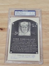 Elmer Flick Signed Auto Artvue Postcard Plaque PSA NM-MT 8 RARE Full Name