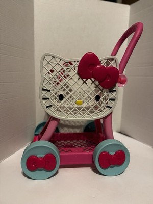 Sanrio Hello Kitty Pretend Play Shopping Cart Pink Plastic Toy for Ages 3-4