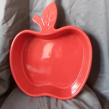 Red Chantal Casserole Baking Dish Apple Shaped Vintage 