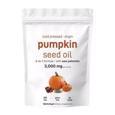 Pumpkin Seed Oil with Saw Palmetto 180 Softgels - 3000 mg Herbal Supplement
