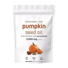 Pumpkin Seed Oil with Saw Palmetto 180 Softgels - 3000 mg Herbal Supplement