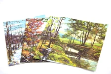 Set of 4 Vintage Matte Art Prints by C.L. Dreisbach – Seasons Creek  Forest Land