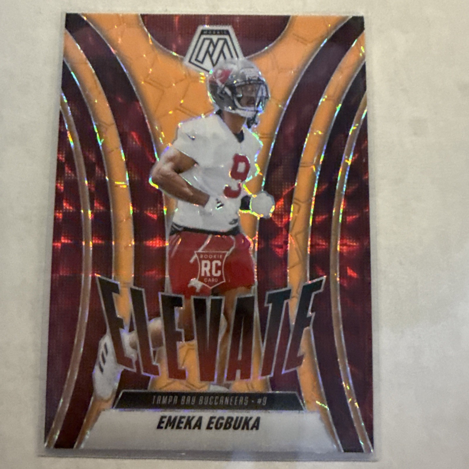 2025 Panini Mosaic - Elevate Emeka Egbuka #2 Orange Fluorescent Mosaic Prizm...