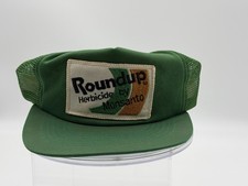 Vintage 70s Roundup Monsanto Herbicide Trucker Hat Green Snapback Farm Ag Patch