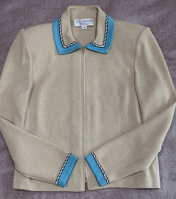 St.John Collection Women s Wool Blend Blazer Jacket Formal Classic Zip Front Sz4