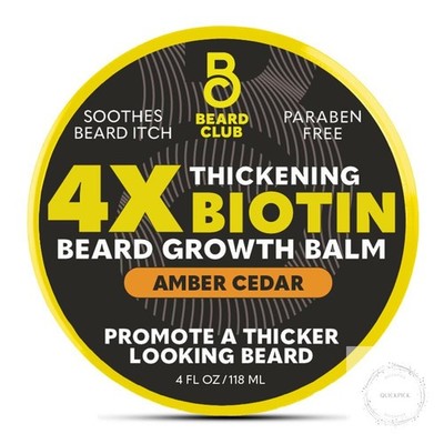 Biotin Beard Balm for Men - Beard Growth Shea Butter with Castor & Coconut Oil