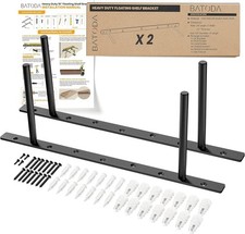 2 Pack 16" Heavy Duty Floating Shelf Brackets - Solid Steel Supports