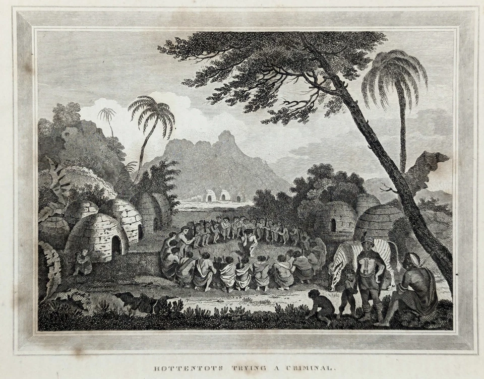1815  HOTTENTOTS - AFRICA Engraved View ORIGINAL Antique Thomas Kelly - Image 2 of 2