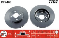 2X TRW Bremsscheibe DF4403 FüR Corolla Toyota Verso VVT ZZE120_ ZZE120R ZZE121_
