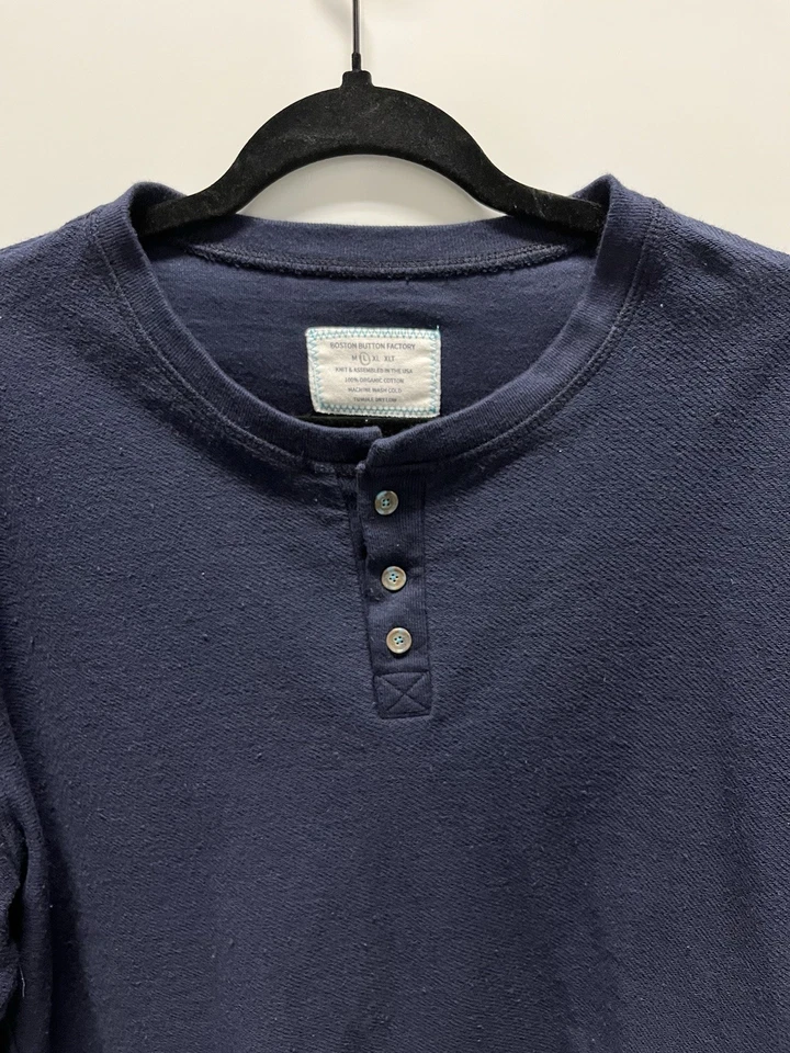Boston Button Factory Men’s Henley Size Large Double Knit French Terry USA - Image 2 of 4