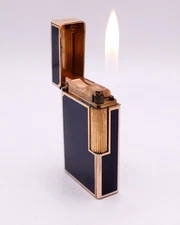 S.T. DUPONT Vintage WORKING L1 BR Large Lighter Dark Blue Laque de Chine 1970’s