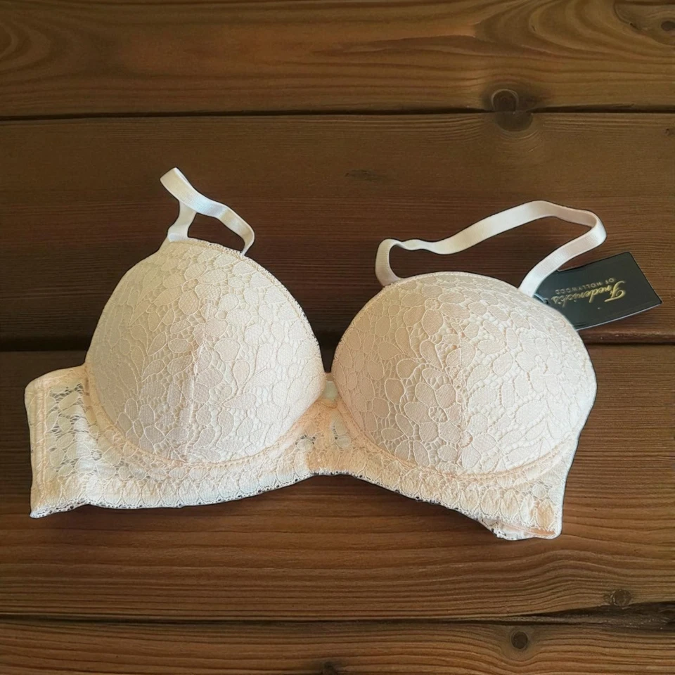 Frederick's of Hollywood Push Up Bra 34C Pink Valerie Floral Lace Contour Padded - Image 2 of 4