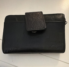 Men's Black Zip-Around Fold Wallet with ID Window  Credit Card Slots