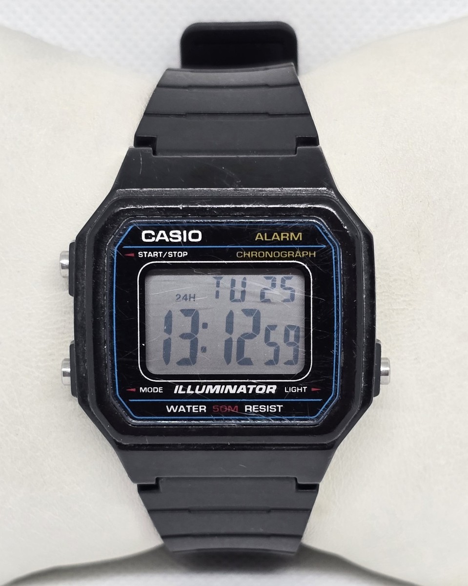 Men's Casio W-217H Illuminator Digital Alarm Chrono WR 50M Black