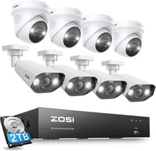ZOSI 4K 8CH PoE IP Security Camera System 2 Way Audio AI Detect NVR with 2TB HDD