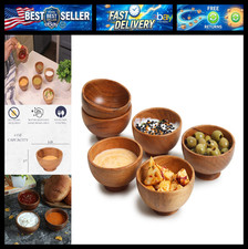 Set of 6 Acacia wood small bowls, 4 fl oz 3.2 * 2 inches | Hand carved small dip
