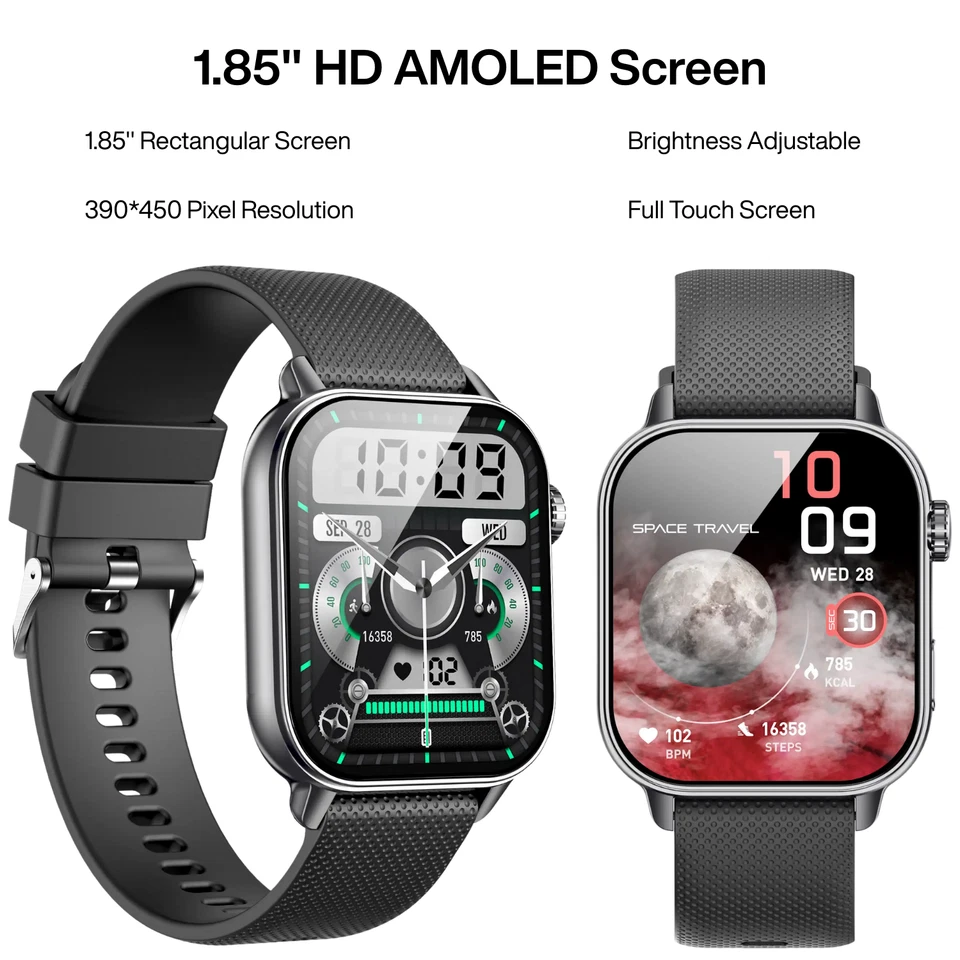 Smart Watch Men Women Answer Make Calls 1.85'' AMOLED HD 100+ Modes Waterproof - Image 2 of 4