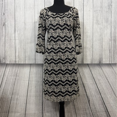 Rabbit Rabbit Rabbit Women's Size 12 Black & Cream Lace Lined Shift Dress |  eBay