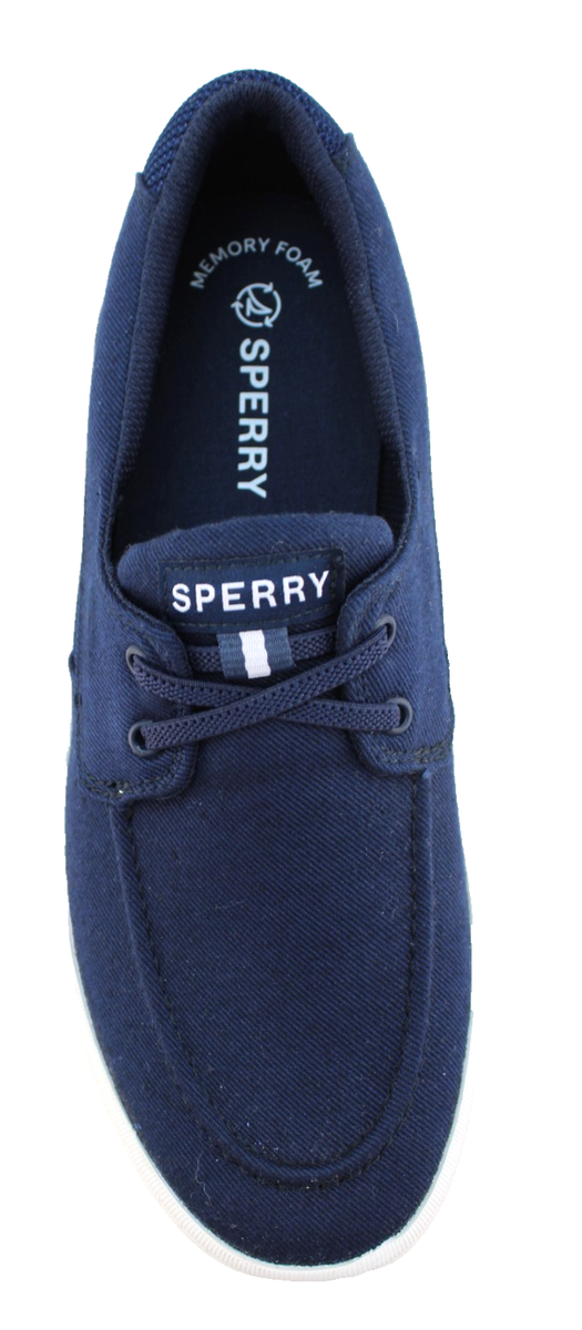 New SPERRY Size 8 Navy Blue / White Canvas Twill 2-Eye Men display picture 3