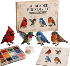 Tiny 3D Beaded Animal DIY Kit, Easy DIY Beading Embroidery Kit with 4 Cute Desig