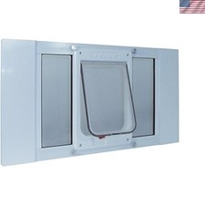 Aluminum Sash Window Pet Door, Large, White, Cat Flap, 6.25" x 6.25" Flap Siz...