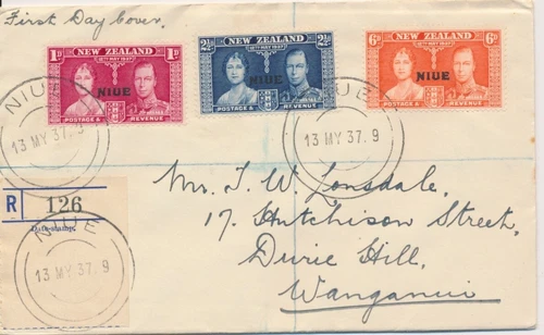 New Zealand May 12th 1937 NIUE overprint combo registered  First Day cover